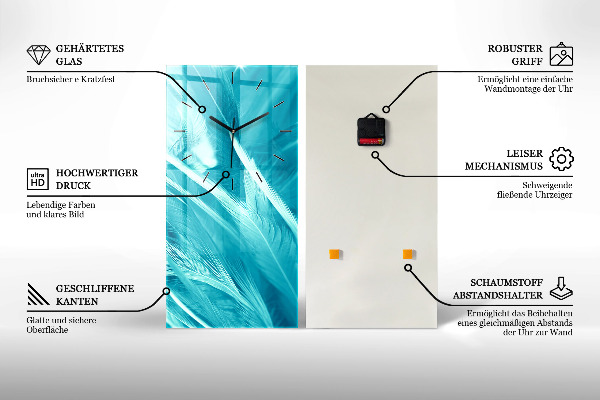 Reloj de vidrio vertical Paisaje con cascada - espejomat.es