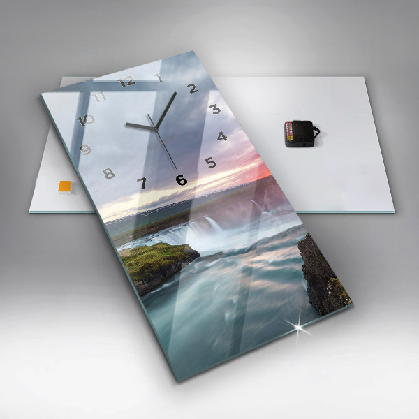Reloj de vidrio vertical Paisaje con cascada - espejomat.es