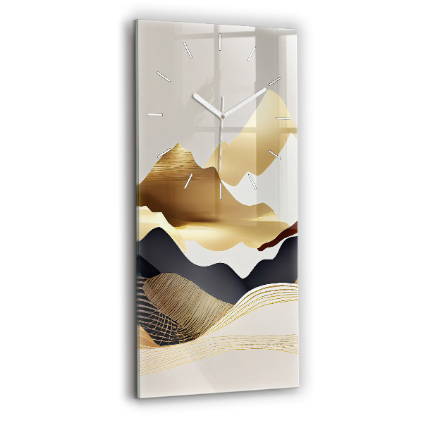 Reloj de vidrio vertical Abstractas montañas doradas - espejomat.es