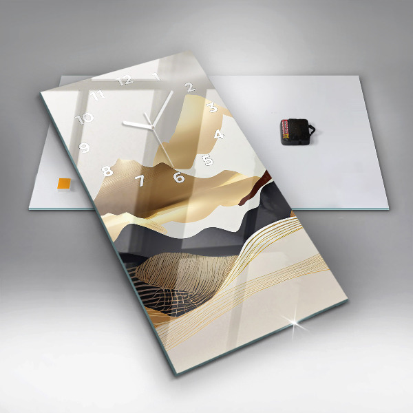 Reloj de vidrio vertical Abstractas montañas doradas - espejomat.es