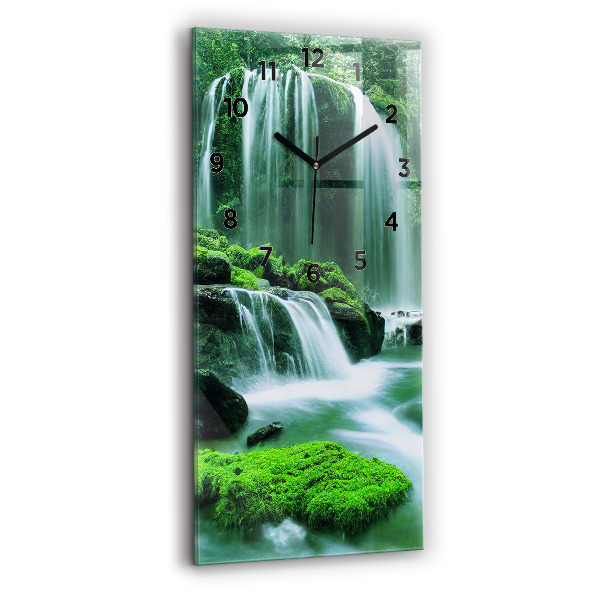 Reloj de vidrio vertical Cascada entre musgo - espejomat.es