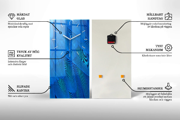 Reloj de vidrio vertical Olas patrón abstracto - espejomat.es