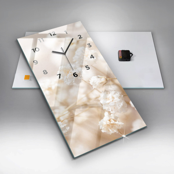 Reloj vertical Pequeñas flores blancas - espejomat.es