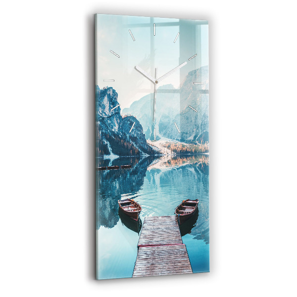 Reloj de cristal vertical Barcos en un lago - espejomat.es