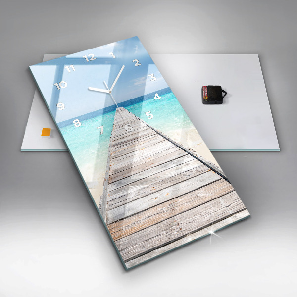 Reloj de vidrio vertical Isla tropical - espejomat.es