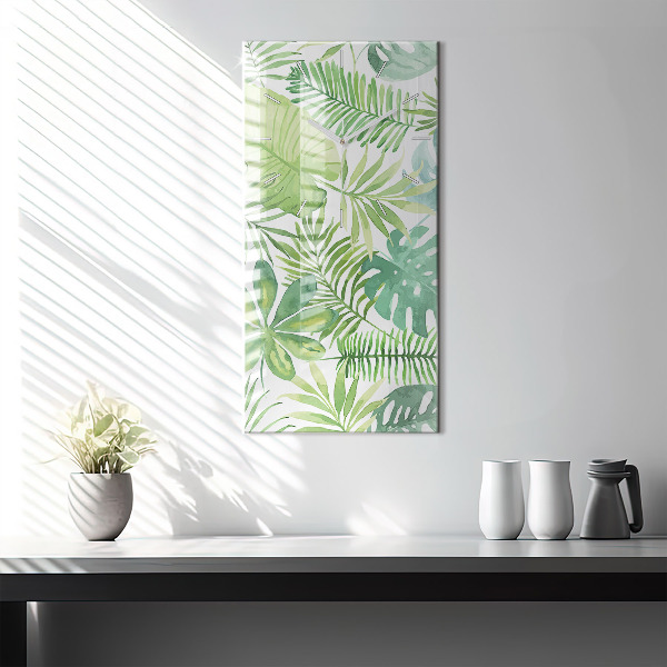 Reloj de cristal vertical Hojas verdes - espejomat.es