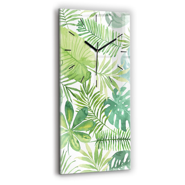 Reloj de cristal vertical Hojas verdes - espejomat.es