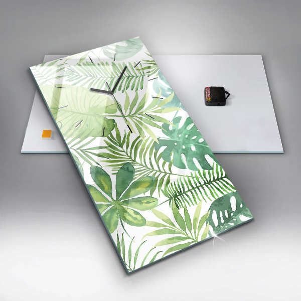 Reloj de cristal vertical Hojas verdes - espejomat.es