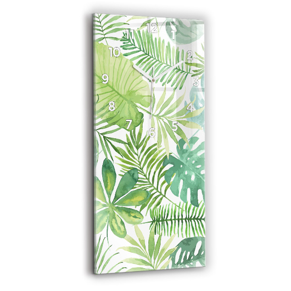 Reloj de cristal vertical Hojas verdes - espejomat.es