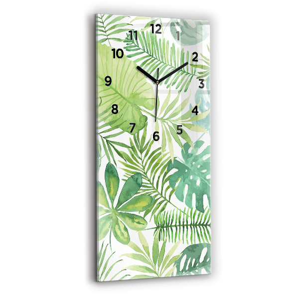 Reloj de cristal vertical Hojas verdes - espejomat.es