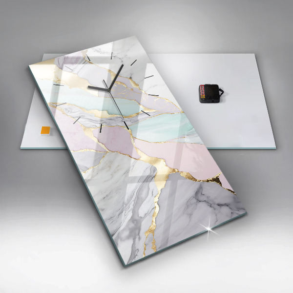 Reloj de vidrio vertical Patrón de mármol - espejomat.es