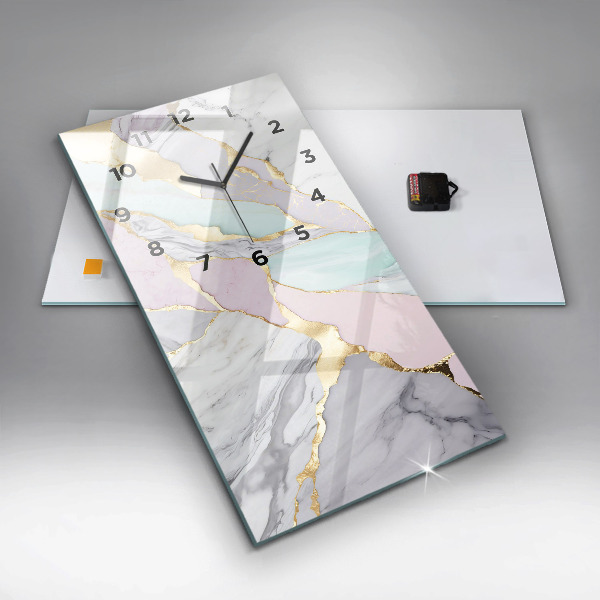 Reloj de vidrio vertical Patrón de mármol - espejomat.es