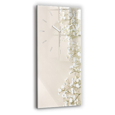Reloj de cristal vertical Flores de gypsophila - espejomat.es