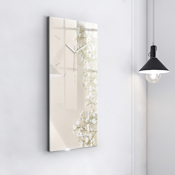 Reloj de cristal vertical Flores de gypsophila - espejomat.es