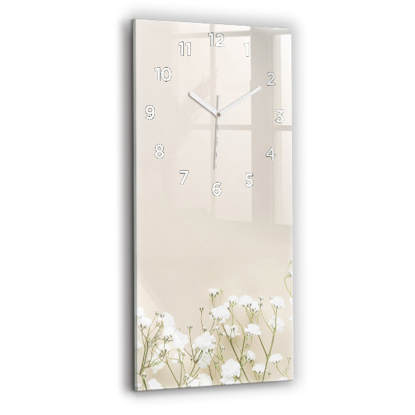 Reloj de cristal vertical Flores de gypsophila - espejomat.es