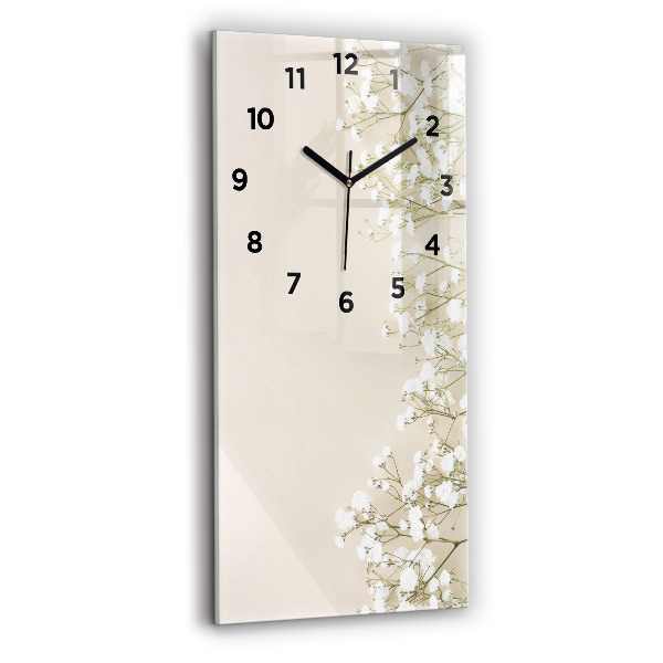 Reloj de cristal vertical Flores de gypsophila - espejomat.es