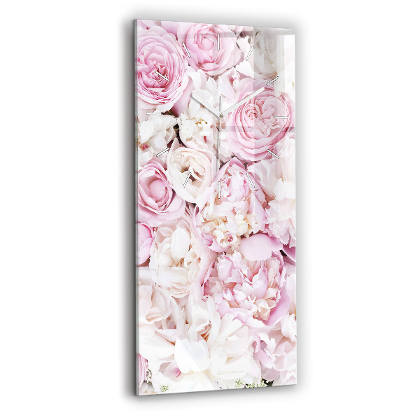 Reloj de vidrio vertical Flores decorativas - espejomat.es