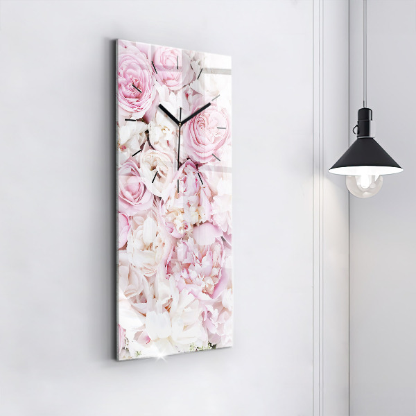 Reloj de vidrio vertical Flores decorativas - espejomat.es