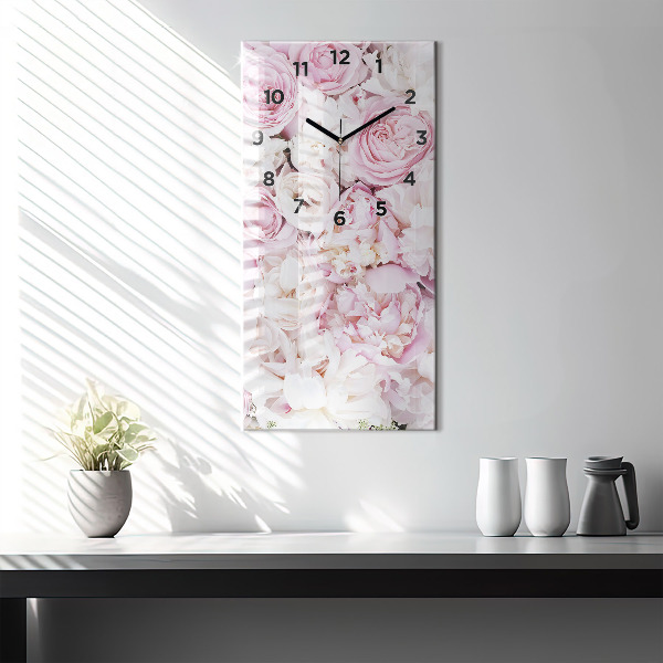 Reloj de vidrio vertical Flores decorativas - espejomat.es