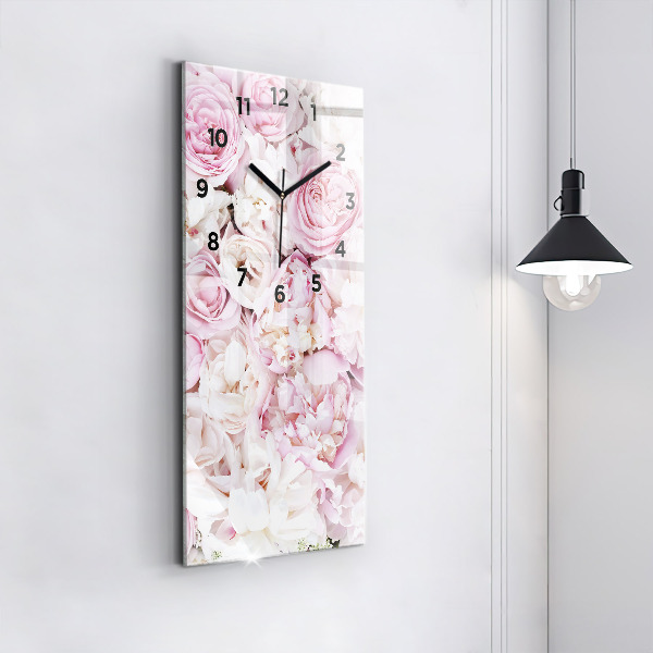 Reloj de vidrio vertical Flores decorativas - espejomat.es
