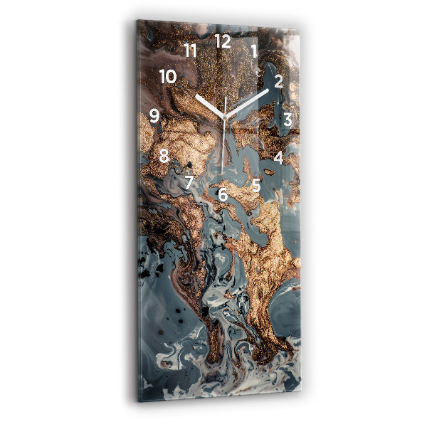 Reloj vertical Abstracción mármol dorado - espejomat.es