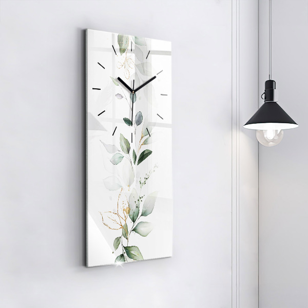 Reloj de vidrio vertical Hojas abstractas - espejomat.es