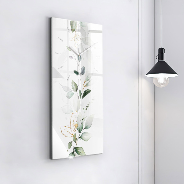 Reloj de vidrio vertical Hojas abstractas - espejomat.es