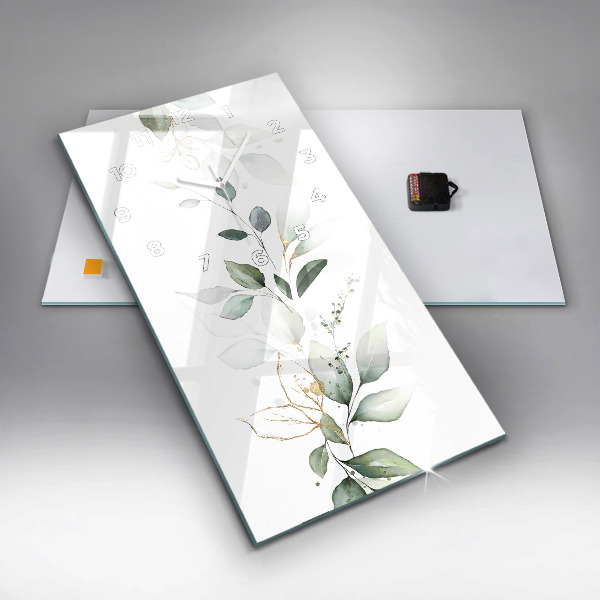 Reloj de vidrio vertical Hojas abstractas - espejomat.es