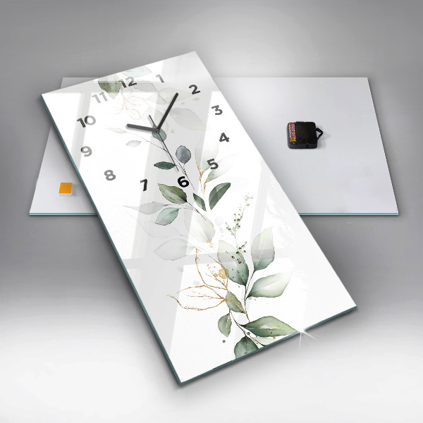 Reloj de vidrio vertical Hojas abstractas - espejomat.es