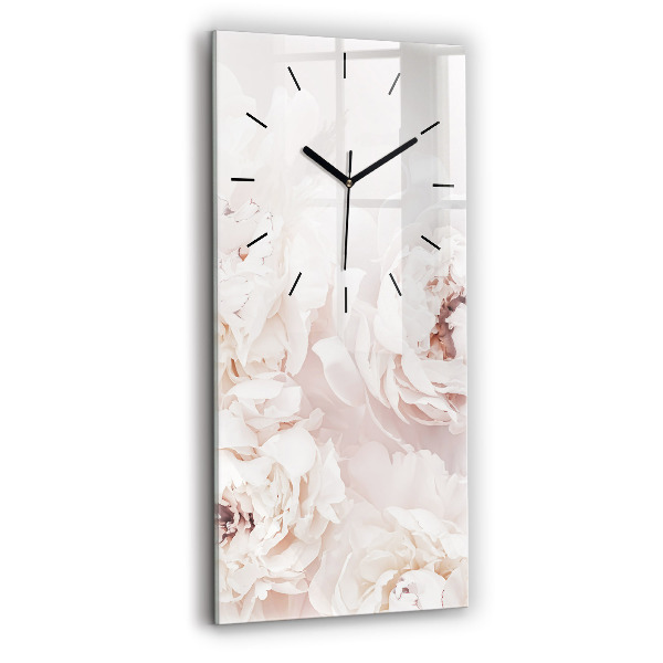 Reloj de cristal vertical Flores de peonía - espejomat.es