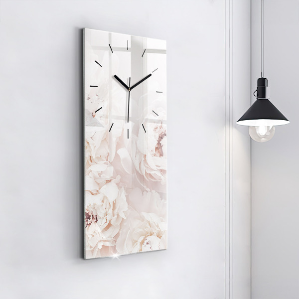Reloj de cristal vertical Flores de peonía - espejomat.es