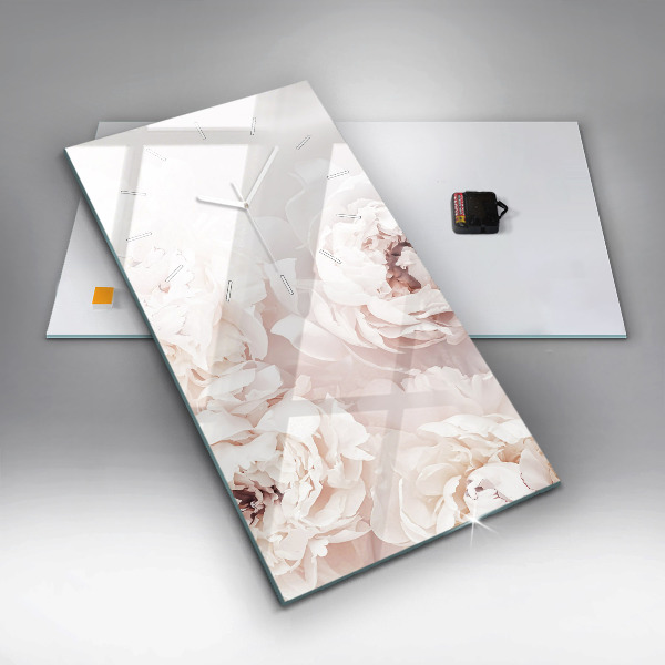 Reloj de cristal vertical Flores de peonía - espejomat.es