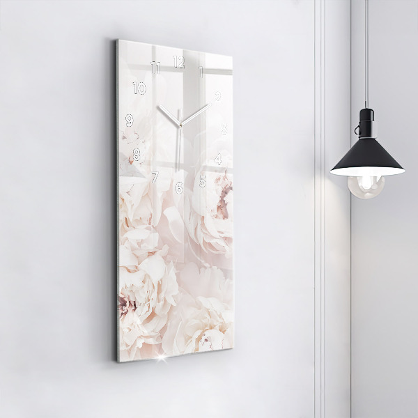 Reloj de cristal vertical Flores de peonía - espejomat.es