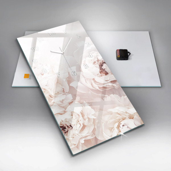 Reloj de cristal vertical Flores de peonía - espejomat.es