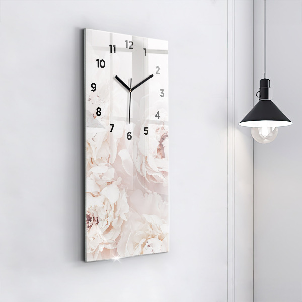 Reloj de cristal vertical Flores de peonía - espejomat.es