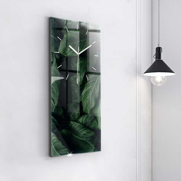 Reloj de vidrio vertical Monstera tropical - espejomat.es