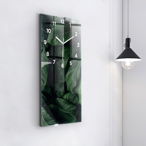 Reloj de vidrio vertical Monstera tropical - espejomat.es
