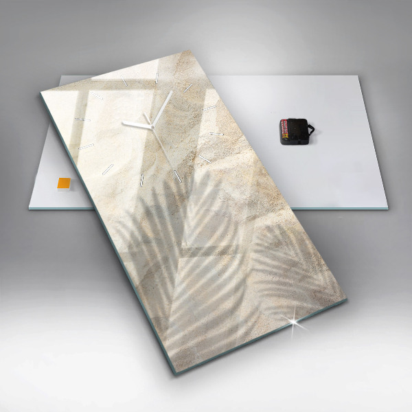 Reloj de vidrio vertical Arena con sombra de palmeras - espejomat.es