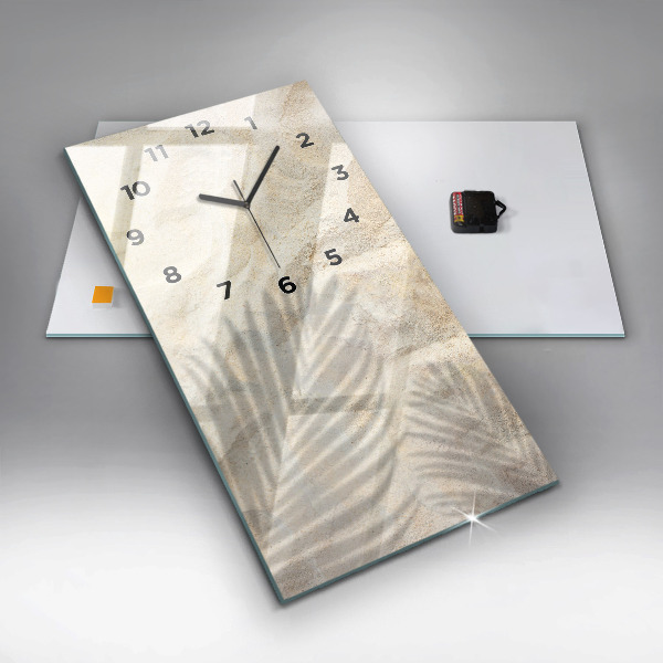 Reloj de vidrio vertical Arena con sombra de palmeras - espejomat.es