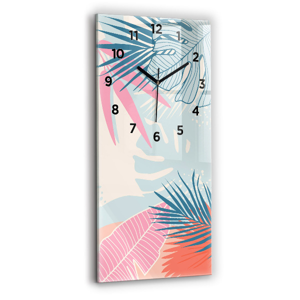 Reloj de vidrio vertical Hojas pastel - tropical - espejomat.es