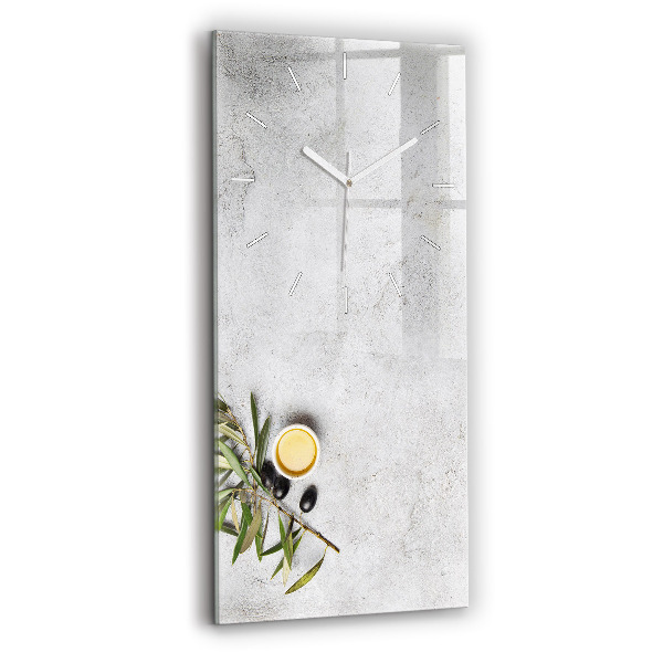 Reloj de vidrio vertical Aceitunas minimalistas - espejomat.es