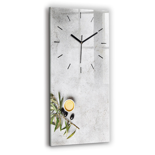 Reloj de vidrio vertical Aceitunas minimalistas - espejomat.es