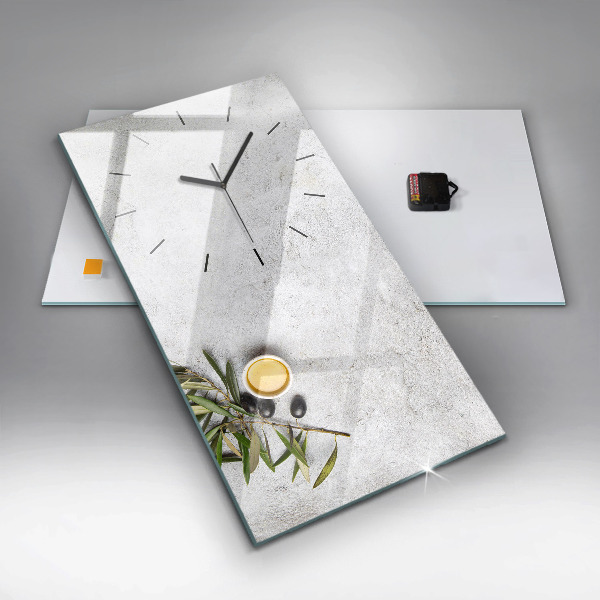 Reloj de vidrio vertical Aceitunas minimalistas - espejomat.es