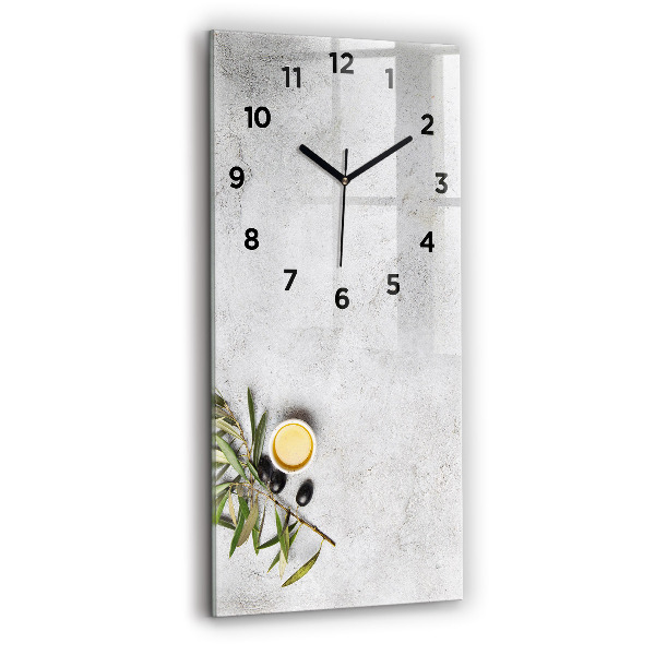 Reloj de vidrio vertical Aceitunas minimalistas - espejomat.es