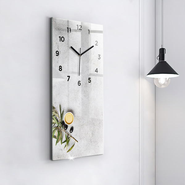Reloj de vidrio vertical Aceitunas minimalistas - espejomat.es