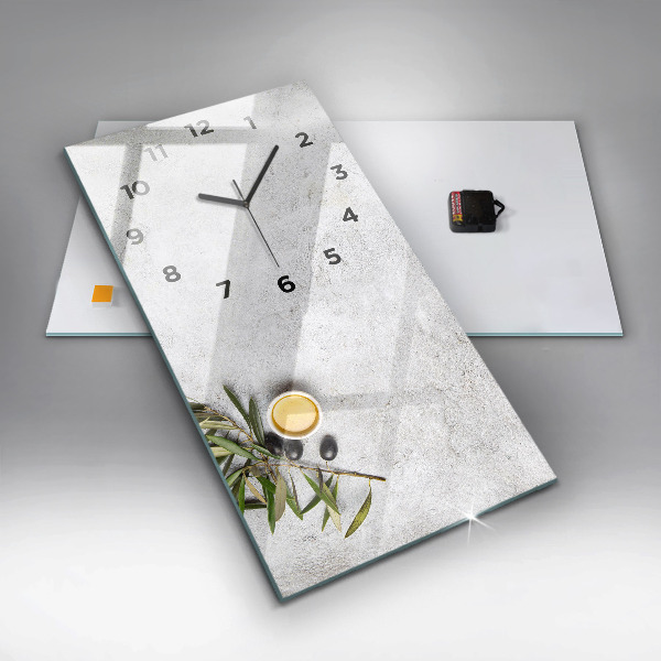 Reloj de vidrio vertical Aceitunas minimalistas - espejomat.es