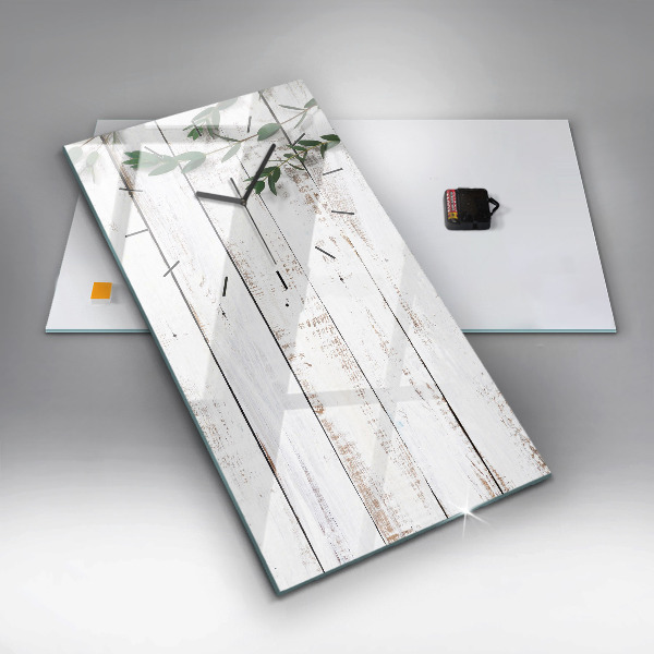 Reloj de vidrio vertical Tablas de madera clara - espejomat.es