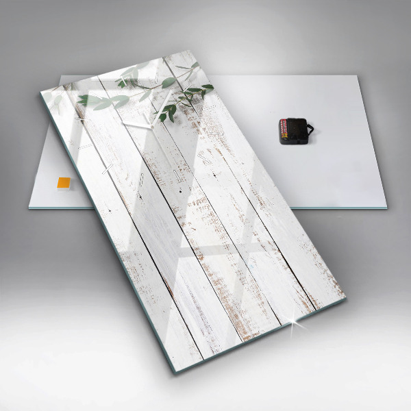 Reloj de vidrio vertical Tablas de madera clara - espejomat.es