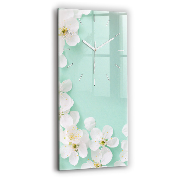 Reloj de cristal vertical Flores de manzano - espejomat.es