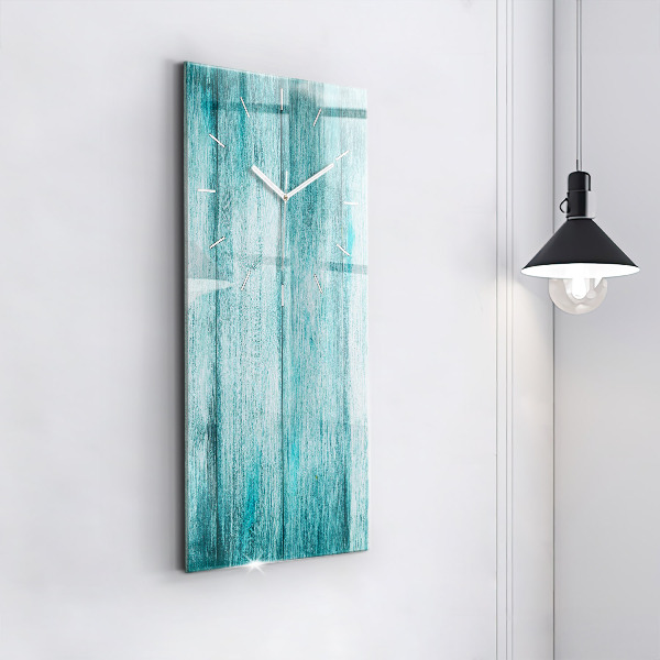 Reloj de vidrio vertical Madera vieja azul - espejomat.es